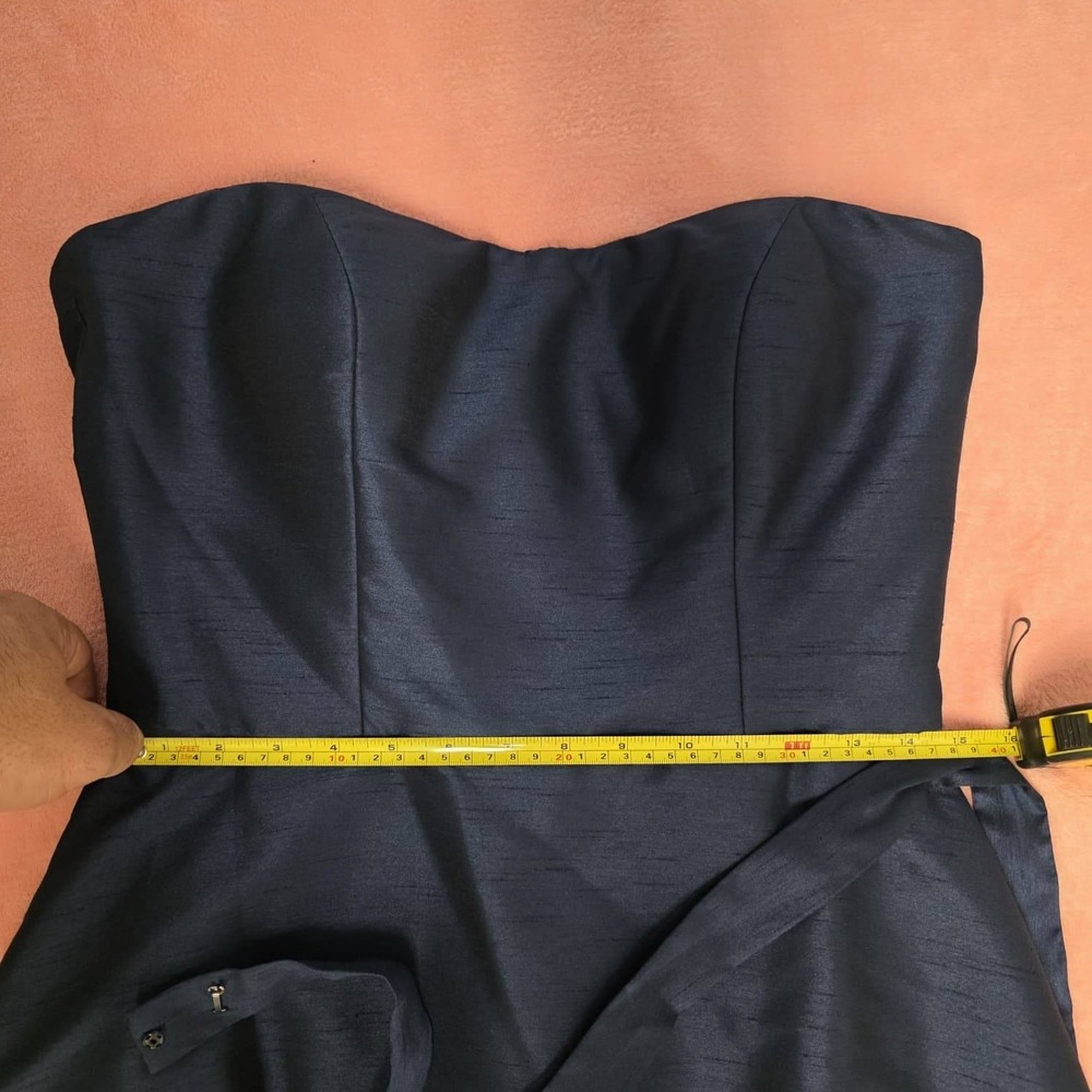 Vintage Alfred Sung Navy Strapless Cocktail Dress Size 10 Formal Midi - Picture 13 of 13